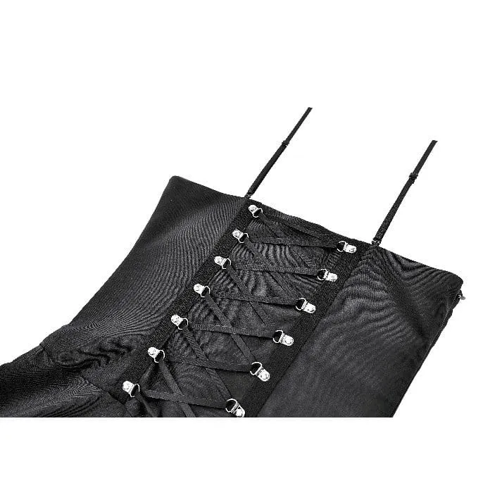Punk-Kleid für Damen mit Ketten, kontrastfarbenem, unregelmäßigem Saum, Abschlusskleid