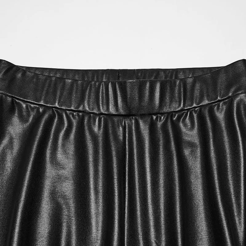 Punk-Leggings mit Mesh-Einsätzen und mehreren Schnallen für Damen