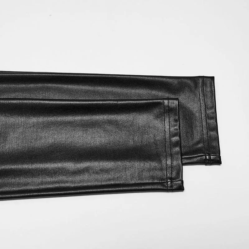 Punk-Leggings mit Mesh-Einsätzen und mehreren Schnallen für Damen