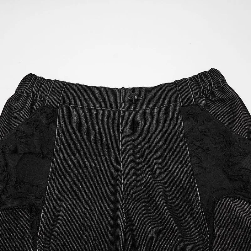 Punk-Hose für Damen, locker geschnitten, Used-Look, gerafft, weites Bein