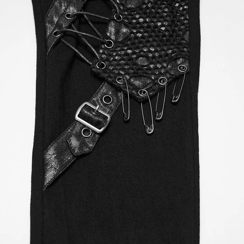 Punk-Skinny-Hose für Damen mit Ösen, Schnürung und Dornschließe
