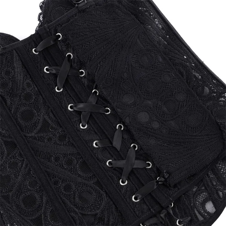 Gothic-Korsett für Damen, transparent, mit Schnürung, über der Brust