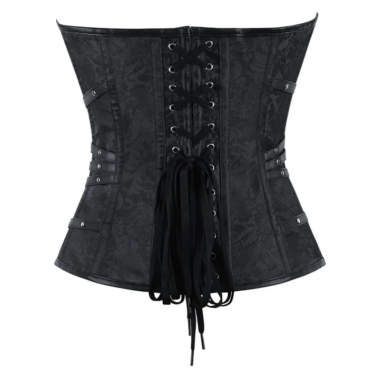 Gothic-Korsett für Damen mit Schnallenriemen und Schnürung über der Brust