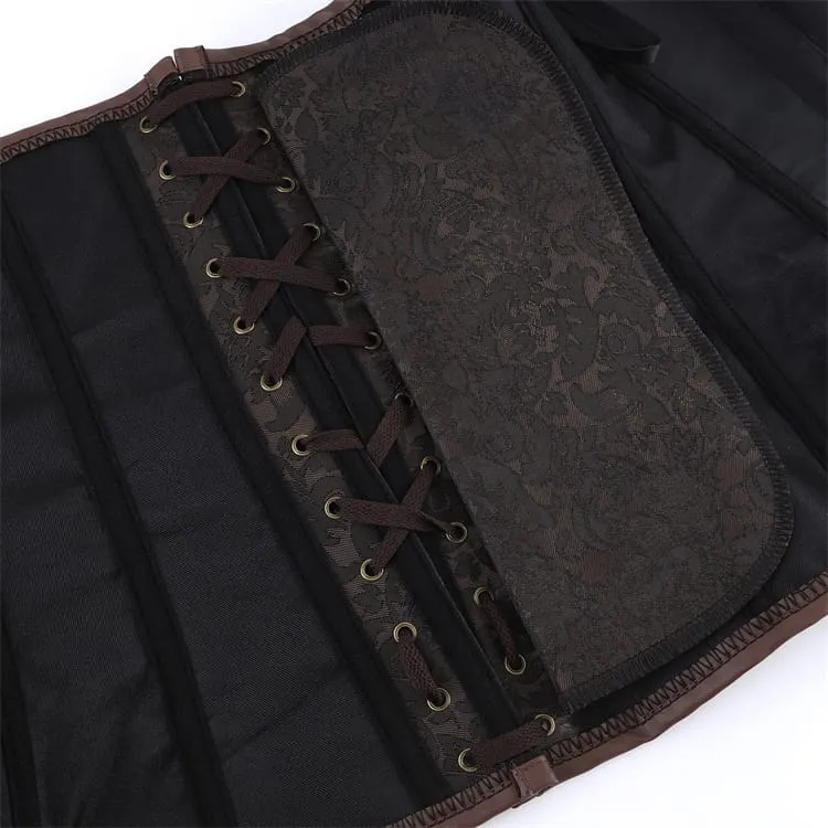 Gothic-Korsett für Damen mit Schnallenriemen und Schnürung über der Brust