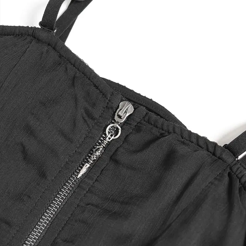 Punk-Tanktop für Damen mit Ketten und Nieten, asymmetrischem Design