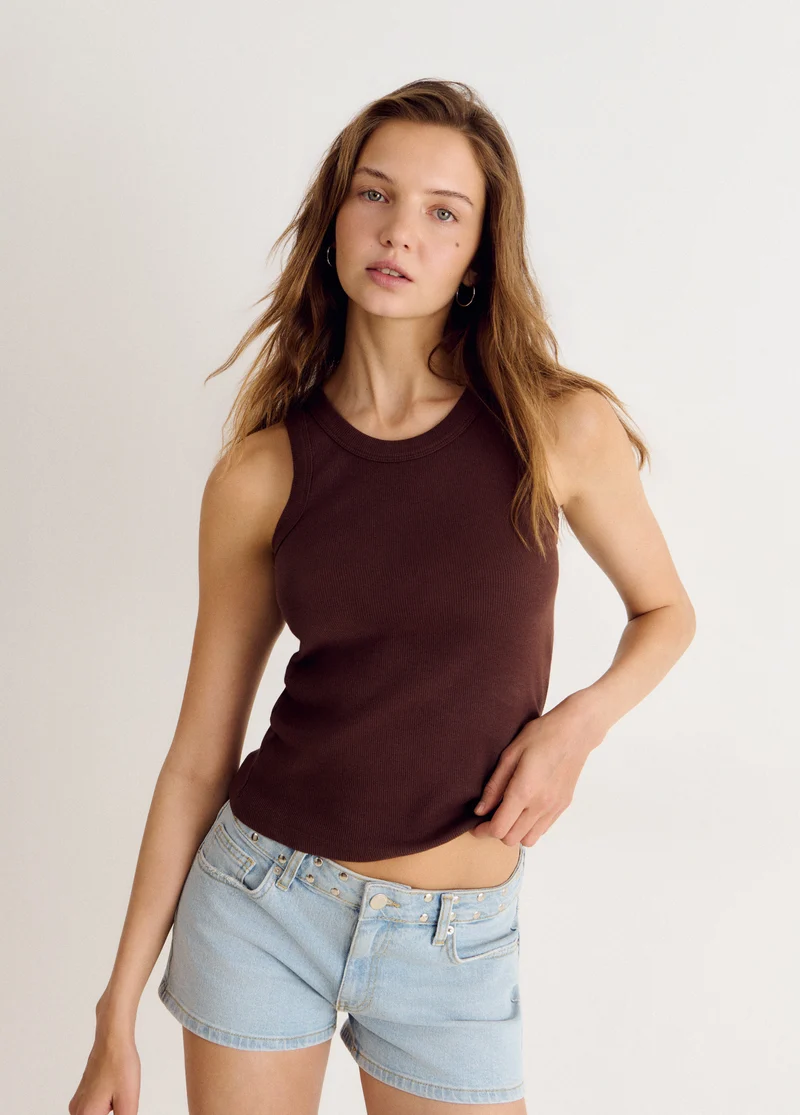 Embroidered logo strappy top
