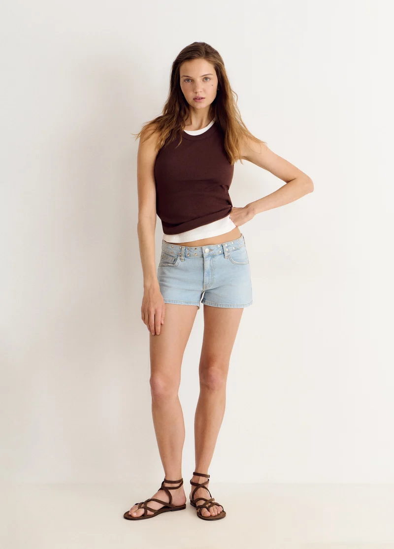 Embroidered logo strappy top