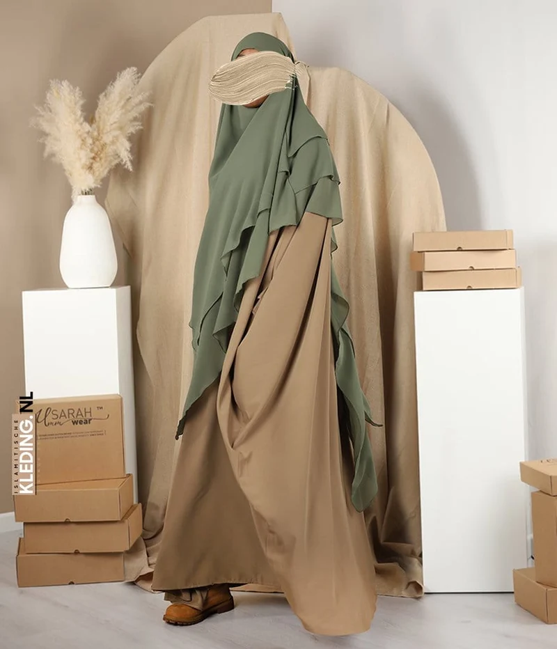 Triple Diamond Khimar Chiffon- Pistazie