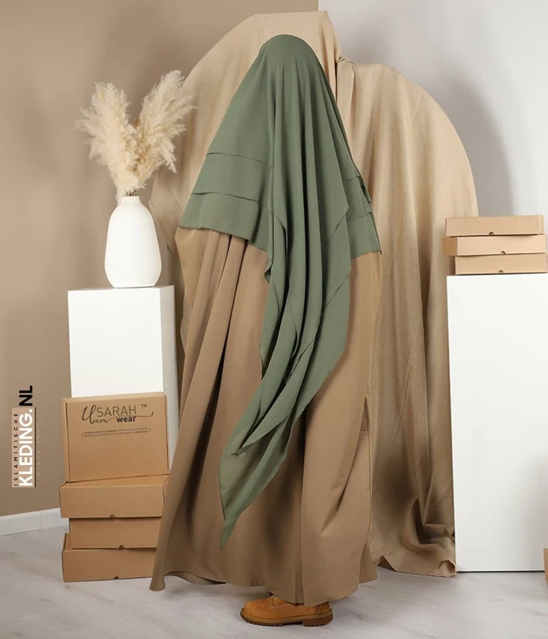 Triple Diamond Khimar Chiffon- Pistazie