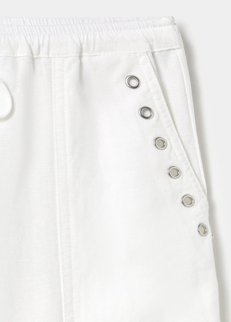 Linen harem pants with studded detail