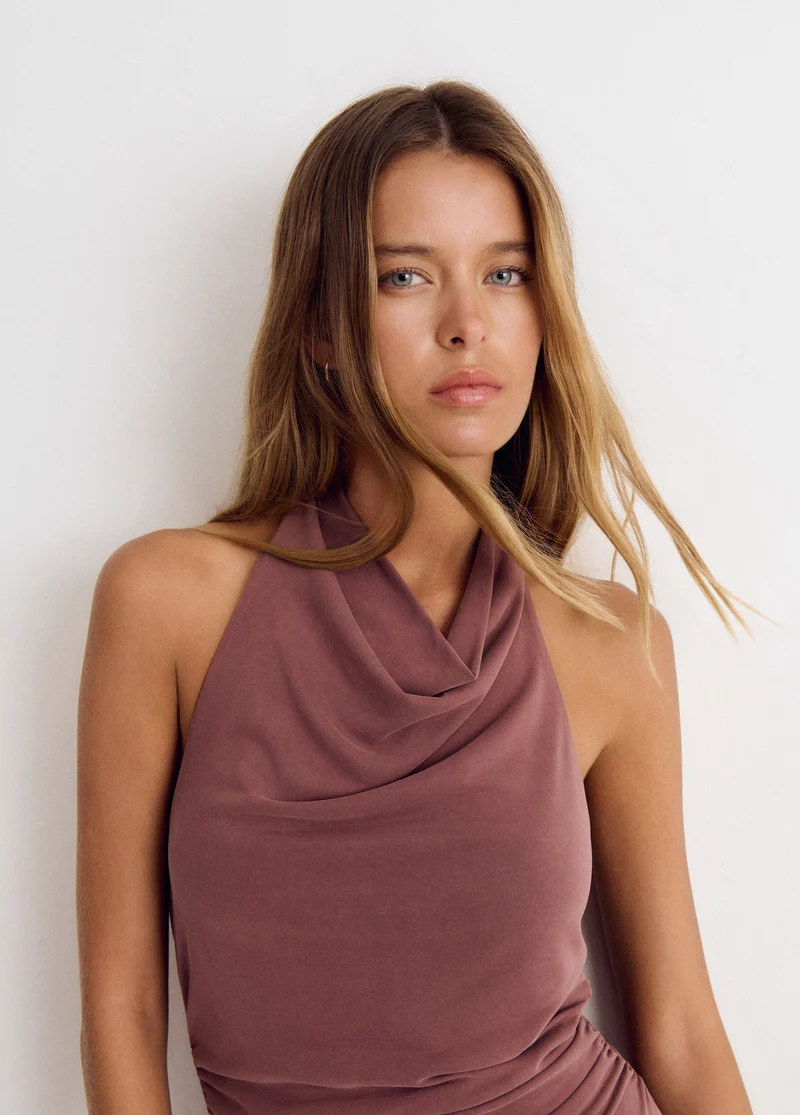 Cupro halter dress with studs