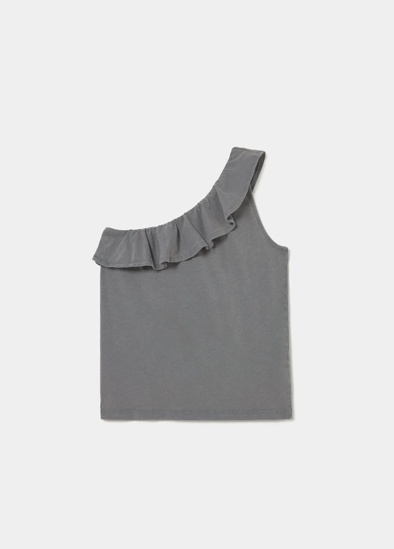 Asymmetric ruffle stud t-shirt