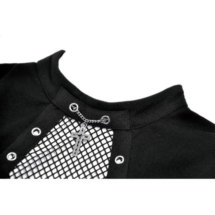 Punk-Tanktop mit Ösen, Sargform und Mesh-Einsätzen für Damen