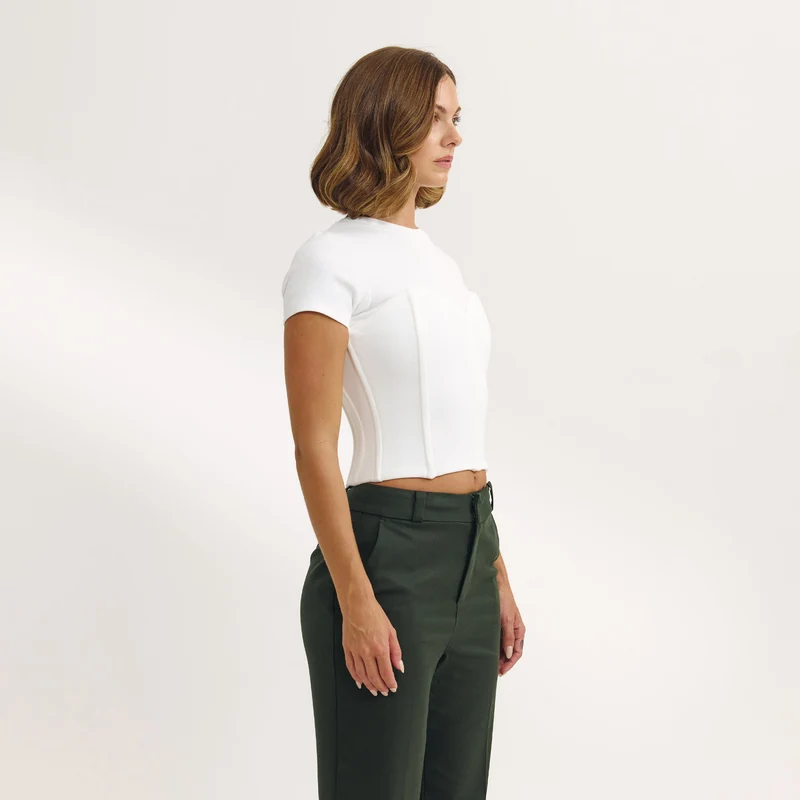 Korsett-T-Shirt - Weißgrau