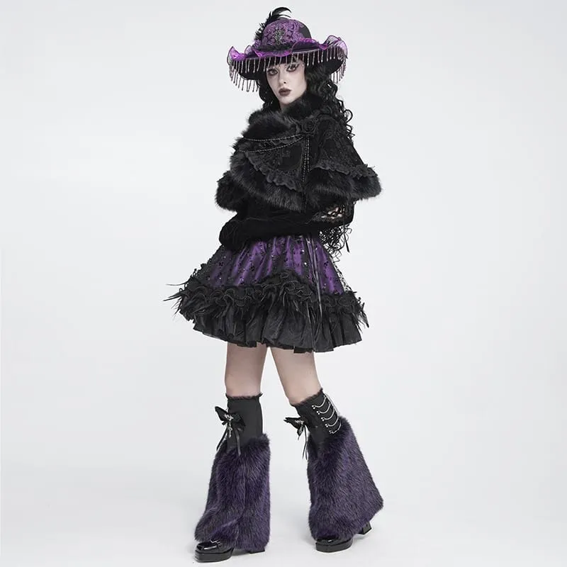 Gothic-Jacquard-Umhang für Damen mit Rosenperlen