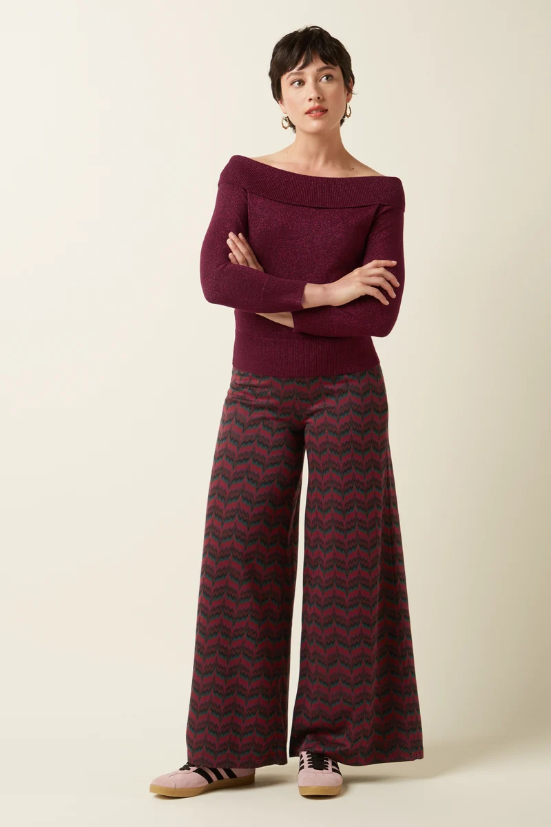 Border Palazzo Pants Estelle Zigzag
