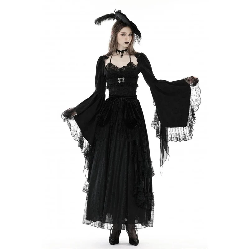 Gothic-Cape mit ausgestellten Ärmeln und Spitzenspleißen für Damen