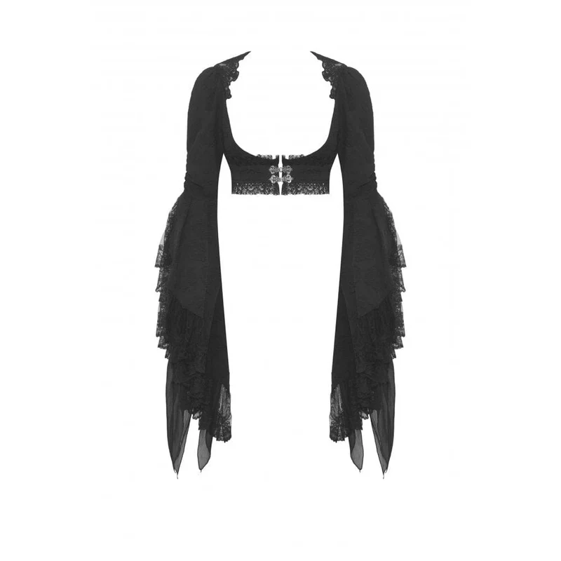 Gothic-Cape mit ausgestellten Ärmeln und Spitzenspleißen für Damen