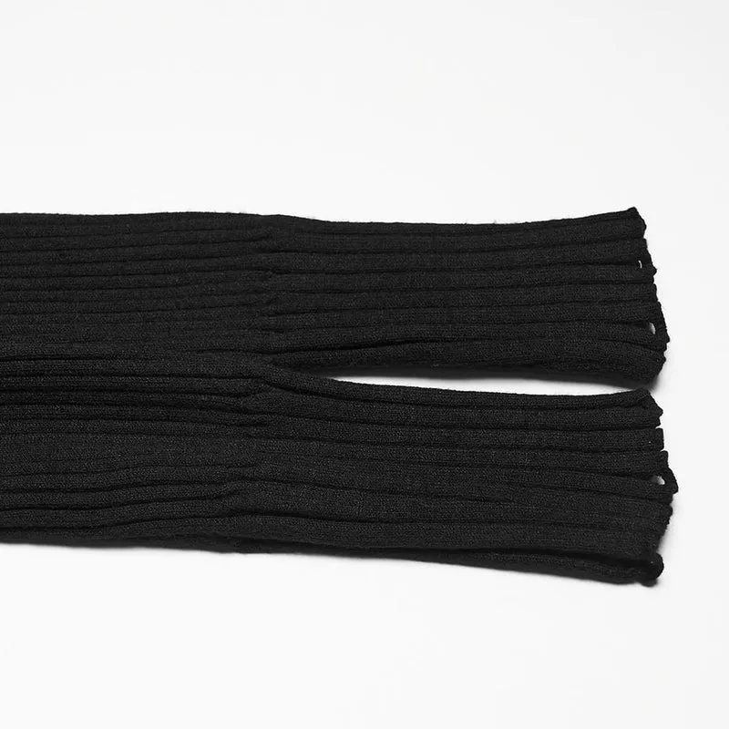 Punk-Pullover mit Rabenschädel-Verzierung und schulterfreiem Rippstrickbündchen für Damen