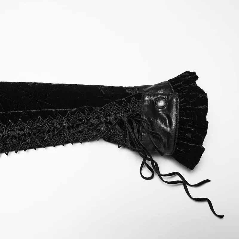 Schwarzes Gothic-Maxikleid für Damen mit Cut-outs, Schnürung und asymmetrischem Saum