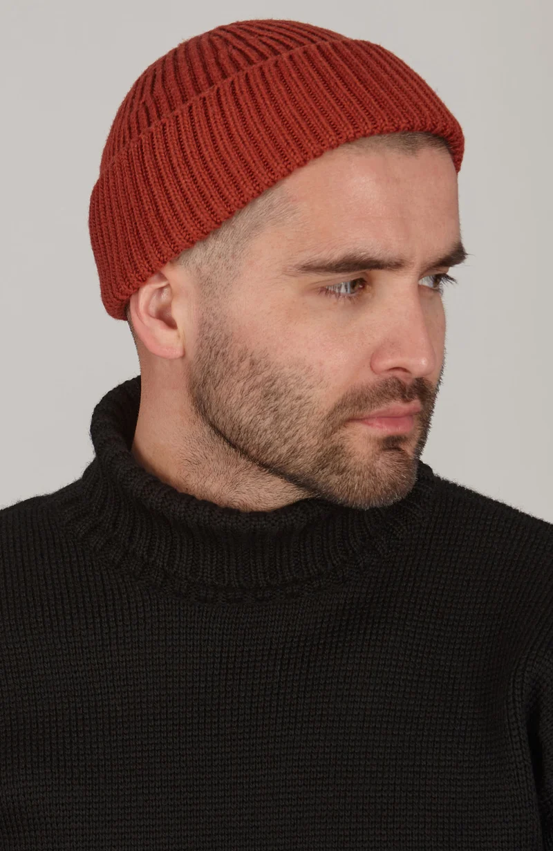 Chunky Extra Fine Merino Ribbed Beanie - Long