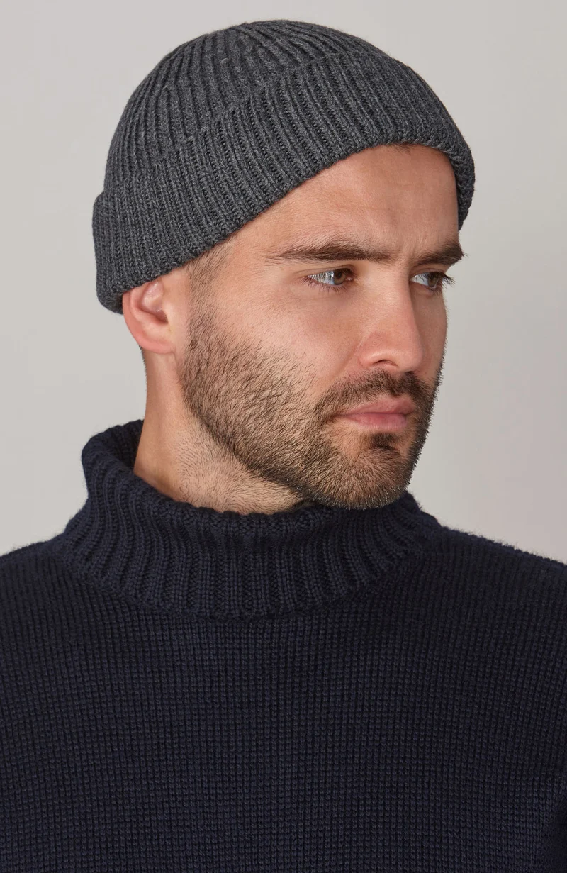 Chunky Extra Fine Merino Ribbed Beanie - Long