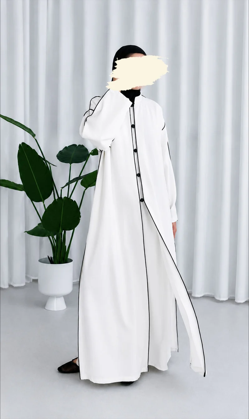 Offenes Kimono-Abaya-Set aus Leinen Daraa