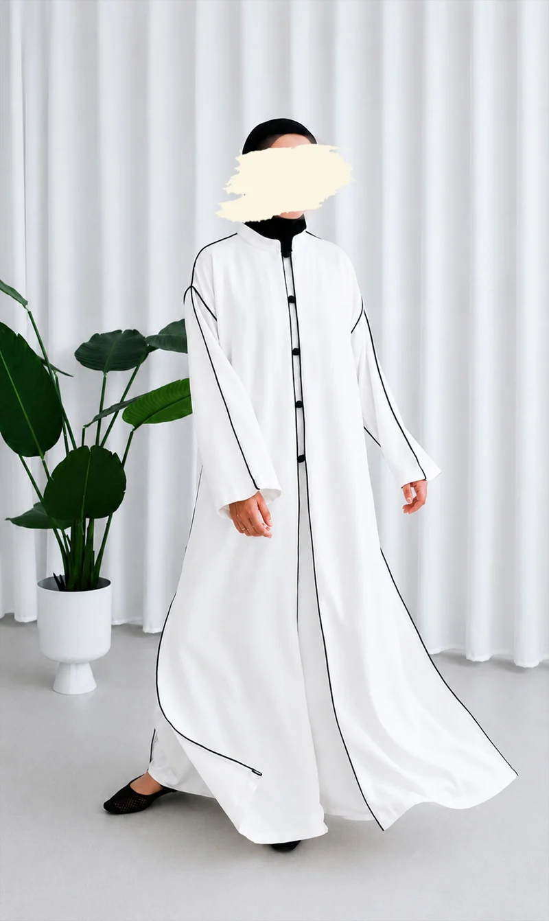 Offenes Kimono-Abaya-Set aus Leinen Daraa