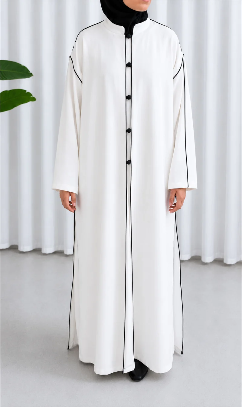 Offenes Kimono-Abaya-Set aus Leinen Daraa