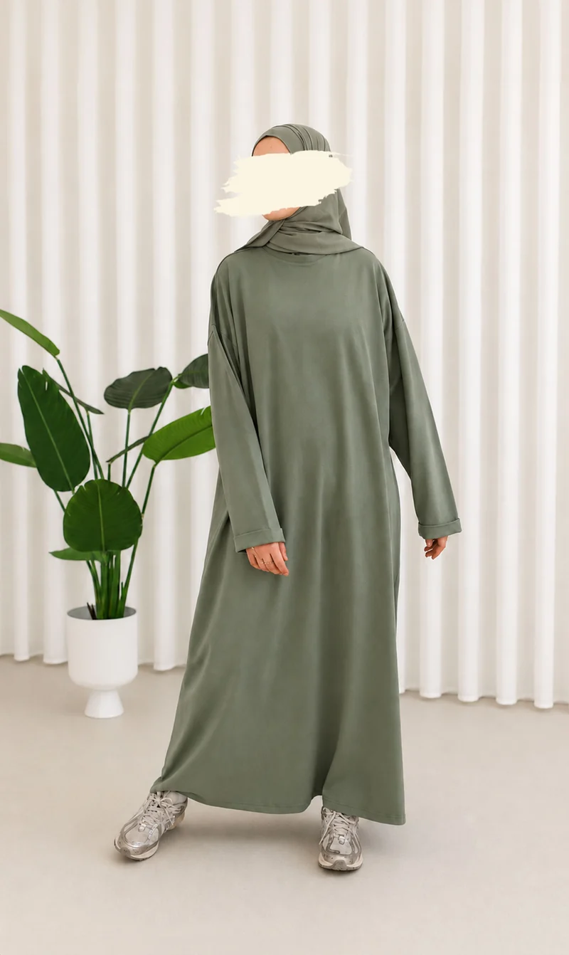 Bequemes Baumwoll-T-Shirt Abaya Busra