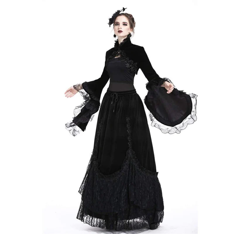 Damen Rosette Velour Goth Cape