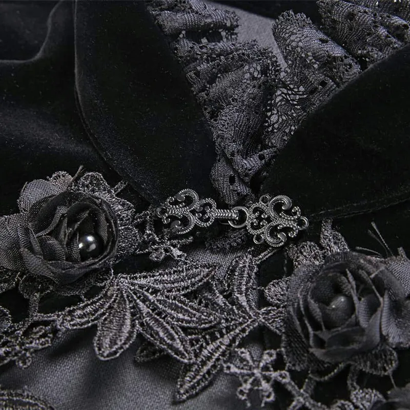 Damen Rosette Velour Goth Cape