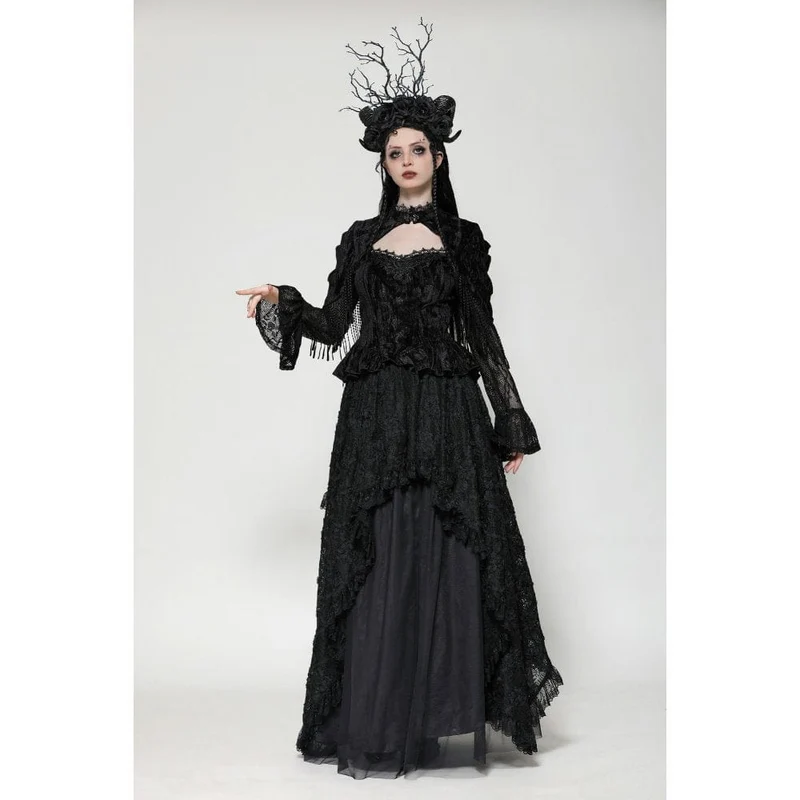 Gothic-Langarmshirt mit Cut-out-Spitze für Damen