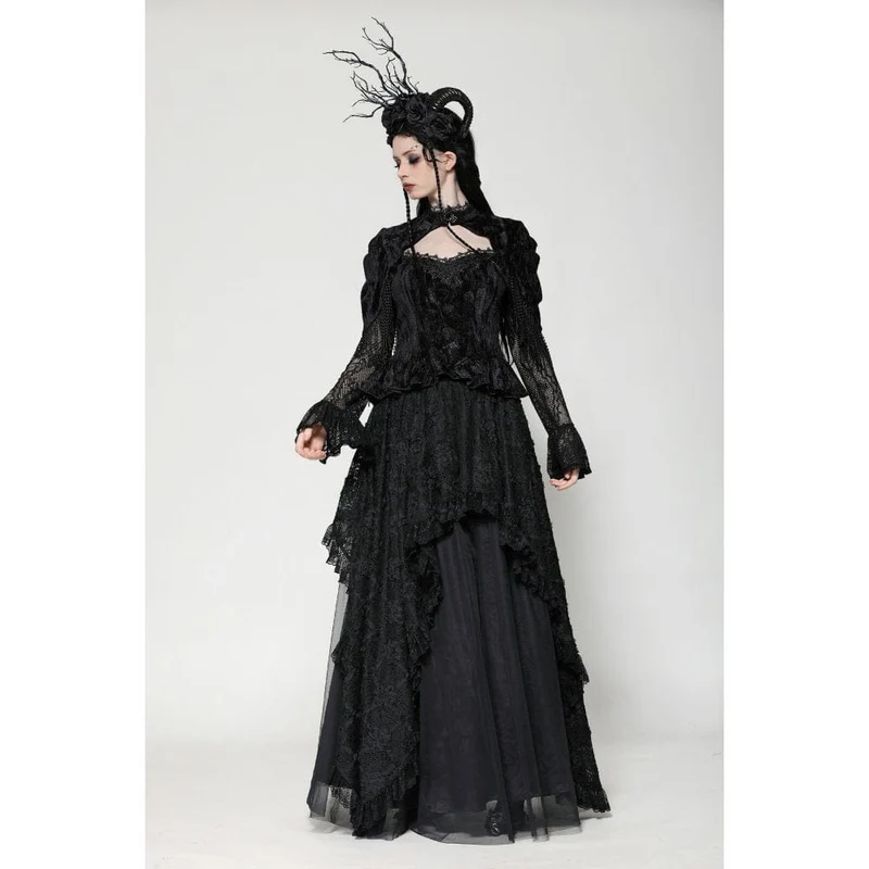 Gothic-Langarmshirt mit Cut-out-Spitze für Damen