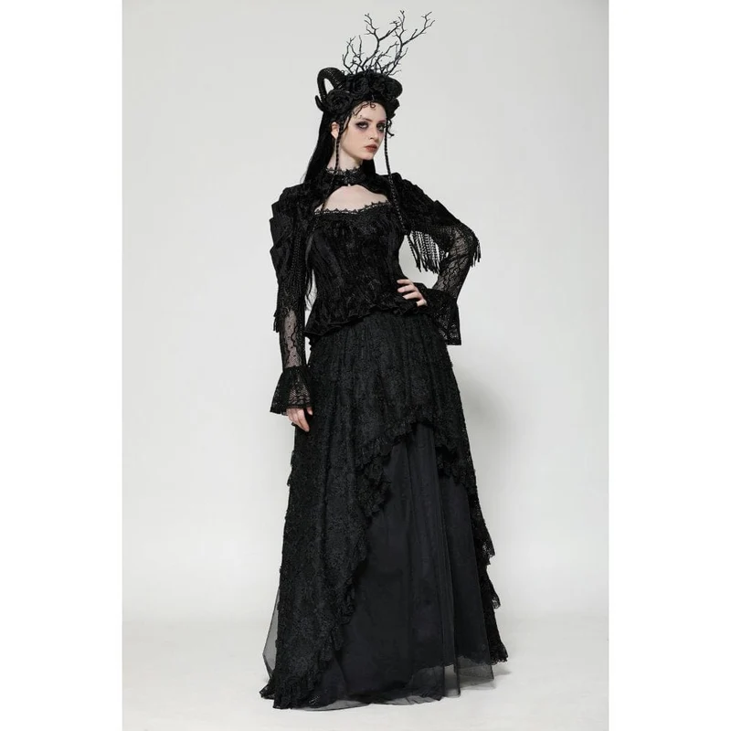 Gothic-Langarmshirt mit Cut-out-Spitze für Damen