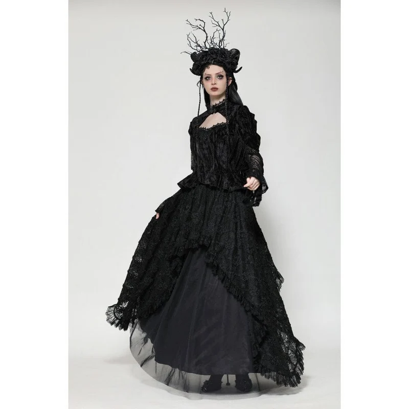 Gothic-Langarmshirt mit Cut-out-Spitze für Damen