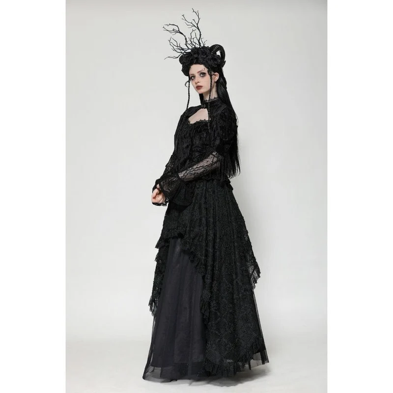 Gothic-Langarmshirt mit Cut-out-Spitze für Damen