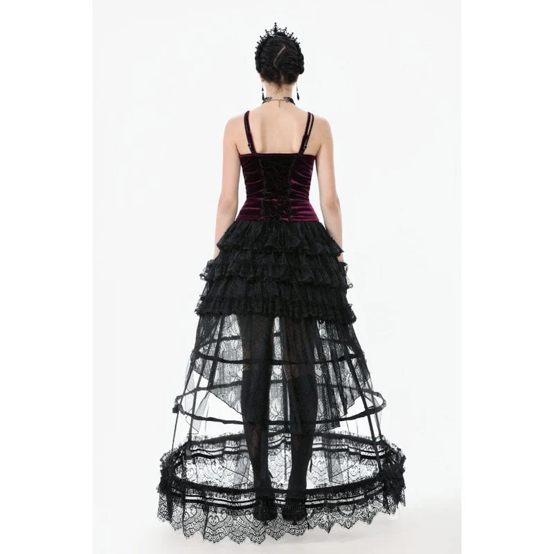 Gothic Velet Tank Top mit Schnürung für Damen