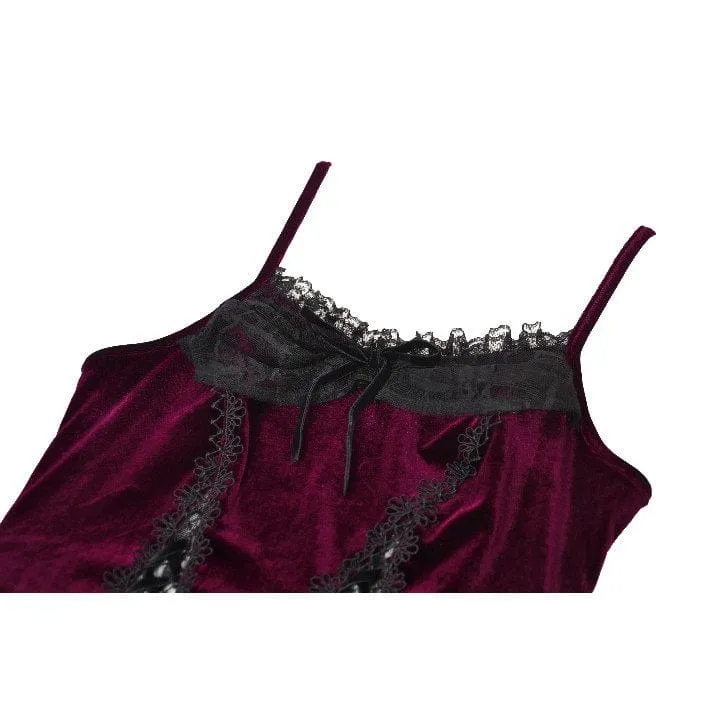 Gothic Velet Tank Top mit Schnürung für Damen