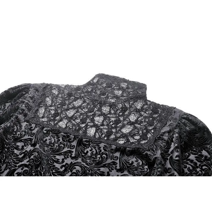 Langärmliges Gothic-Shirt mit Blumenspitze für Damen