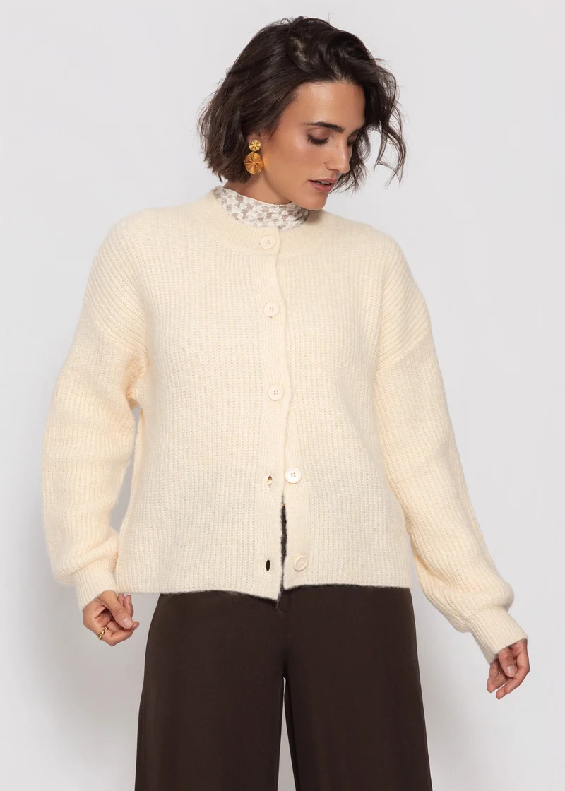 Cardigan mit Rundhalsausschnitt - offwhite
