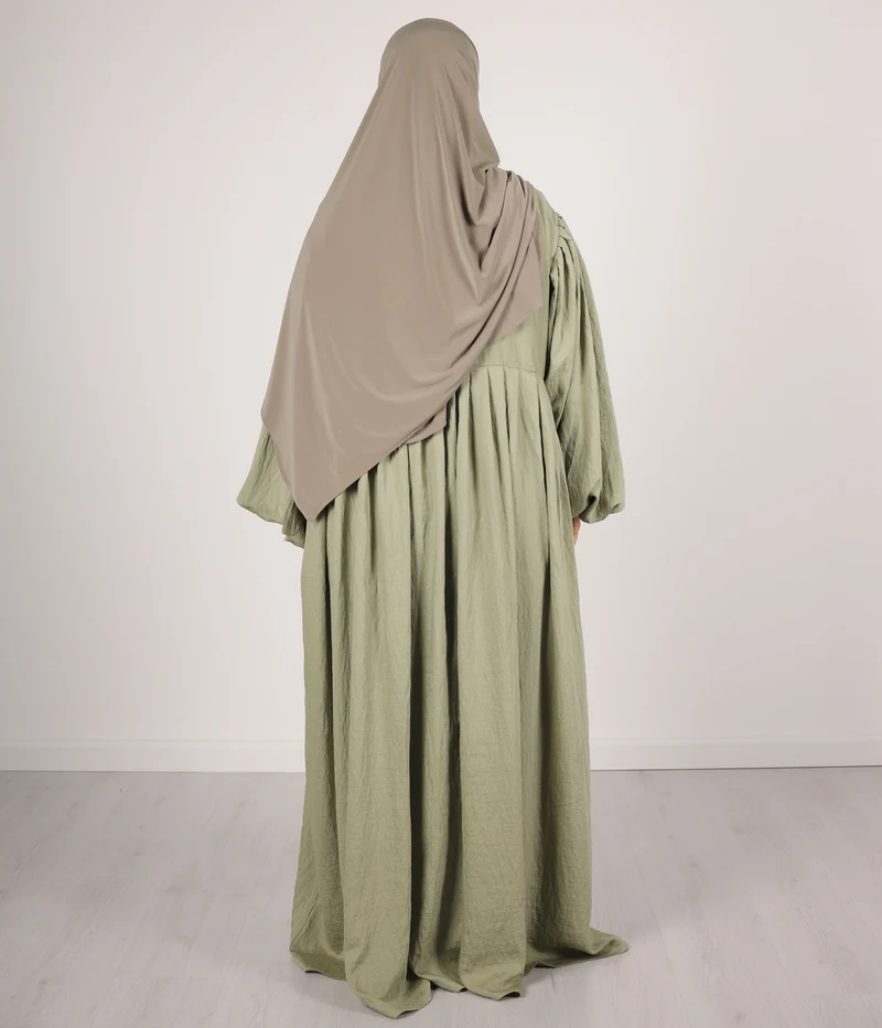 Abaya Leinen Puffärmel Madaya - Vintage Grün