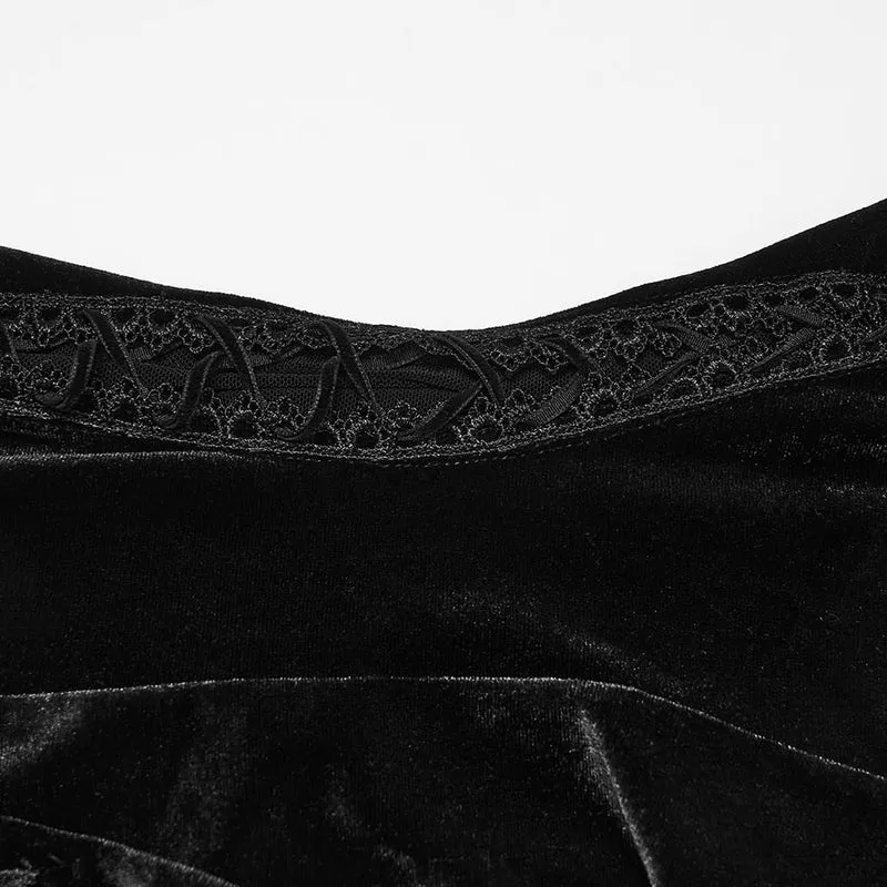 Gothic-Kleid für Damen mit Perlen und Quasten, schulterfrei, asymmetrischem Saum, Abschlusskleid