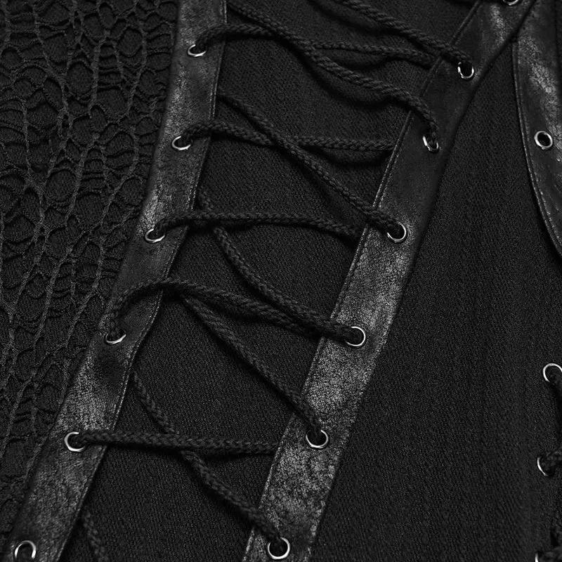 Punk-Kleid für Damen mit Kapuze, Schnürung, asymmetrischem Saum und langen Ärmeln
