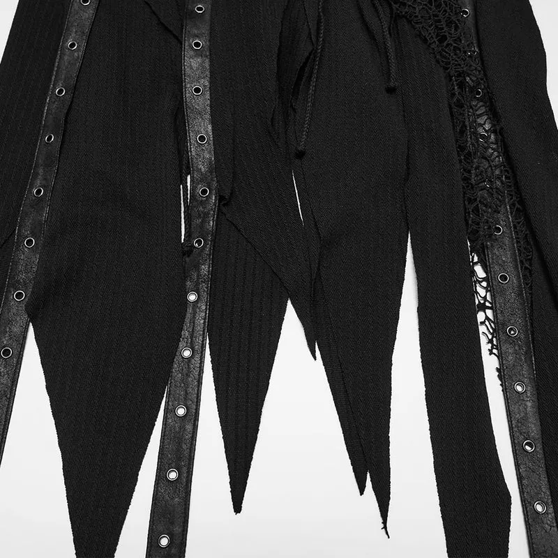 Punk-Kleid für Damen mit Kapuze, Schnürung, asymmetrischem Saum und langen Ärmeln
