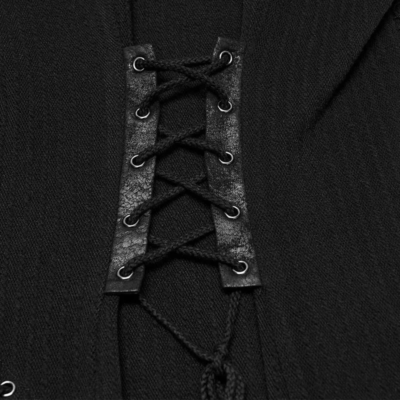 Punk-Kleid für Damen mit Kapuze, Schnürung, asymmetrischem Saum und langen Ärmeln