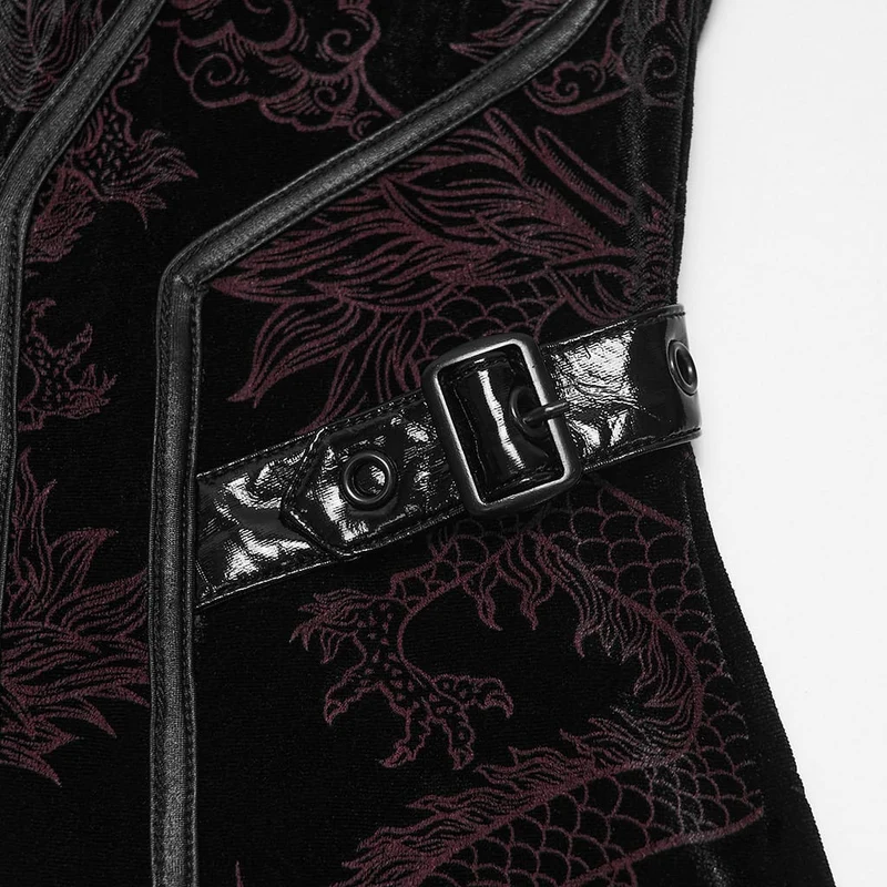 Ärmelloses Cyberpunk-Jacquard-Kleid mit Schnallenriemen für Damen