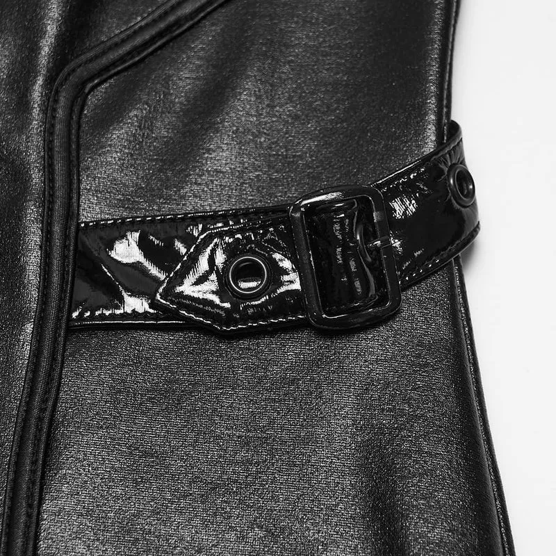 Ärmelloses Cyberpunk-Kleid mit Schnallenriemen für Damen