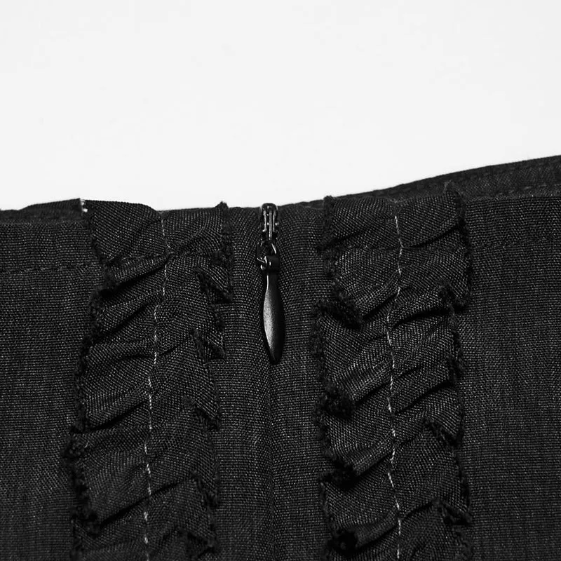 Gothic-Meerjungfrauenrock für Damen, mehrlagig, mit Rüschen und Schnürung