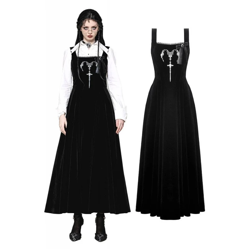 Gothic-Unterkleid aus Samt mit Stickerei und Hörnern für Damen zum Schnüren